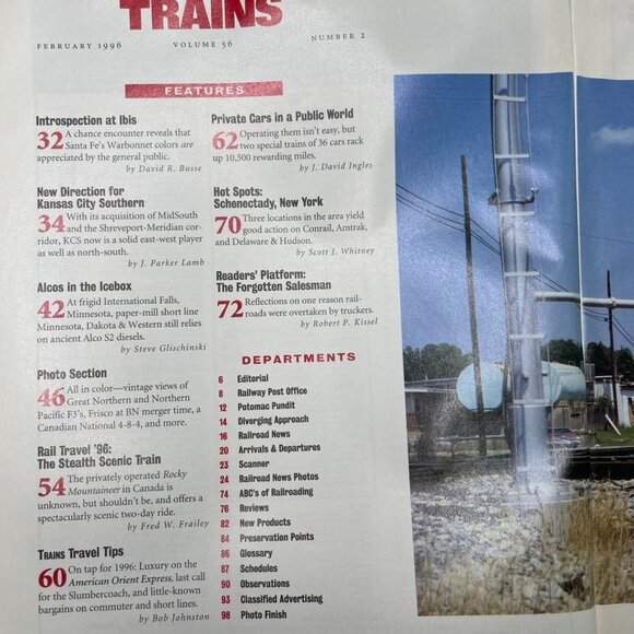 Trains Magazine of Railroading u February 1996 Vol 56 No 2 Private Cars Trave - Picture 5 of 10